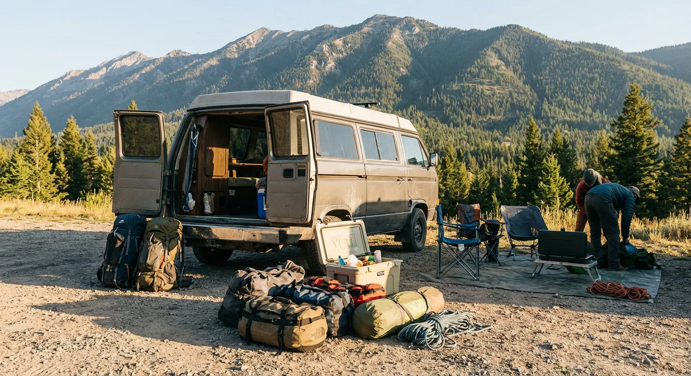 Travel luggage and backpacks packed for adventure