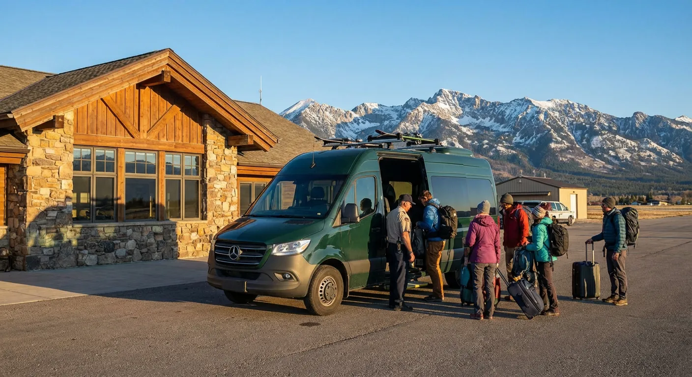 Airport terminal with travelers