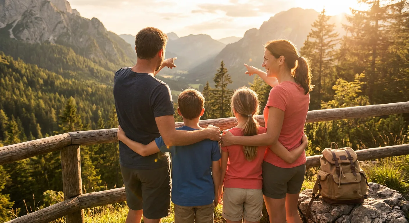 Happy family on vacation in Montana