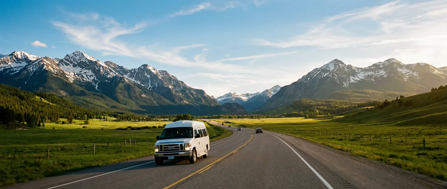 Scenic Montana highway winding through mountain valleys