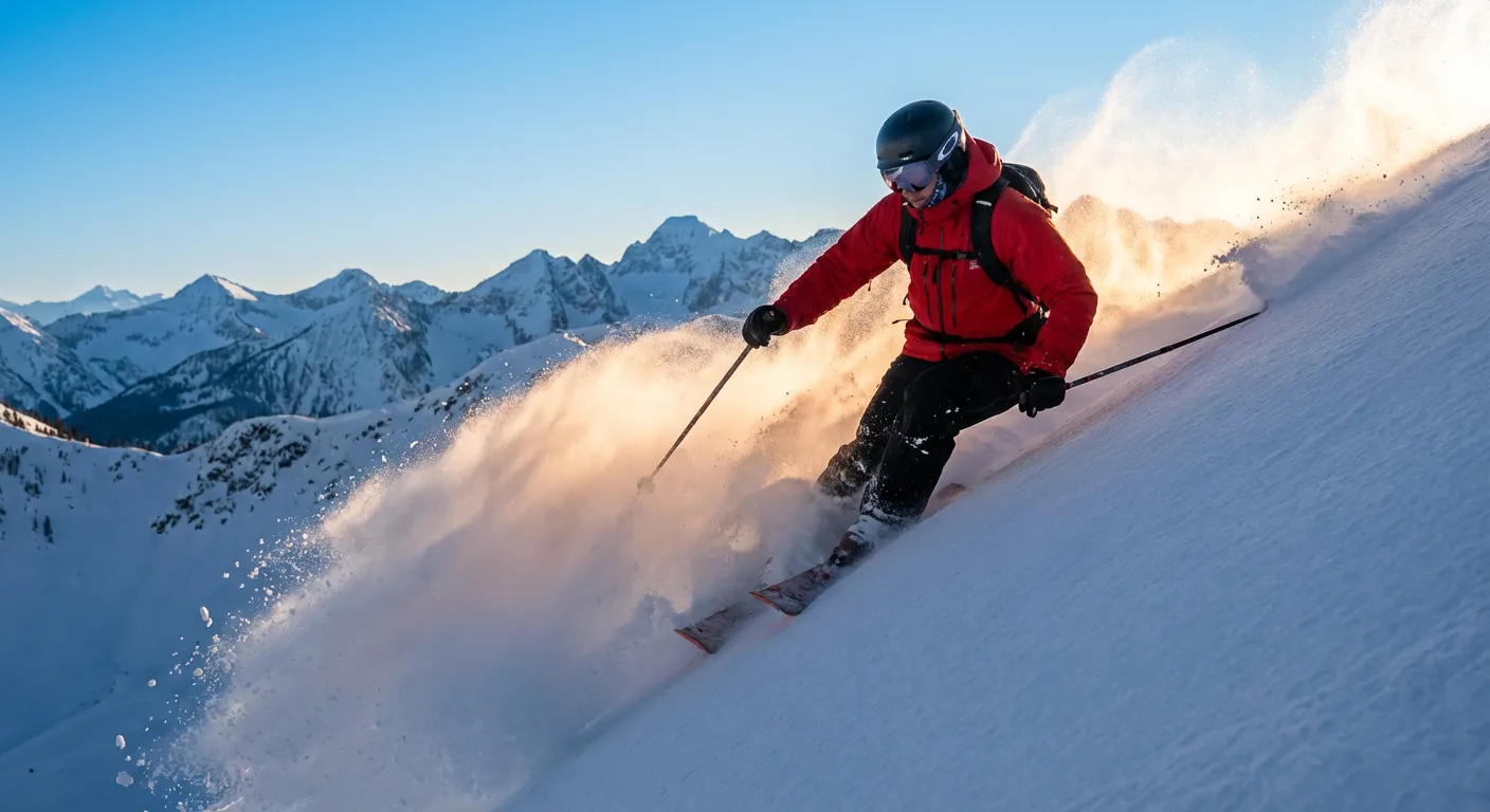 Skiers on mountain slopes in Montana